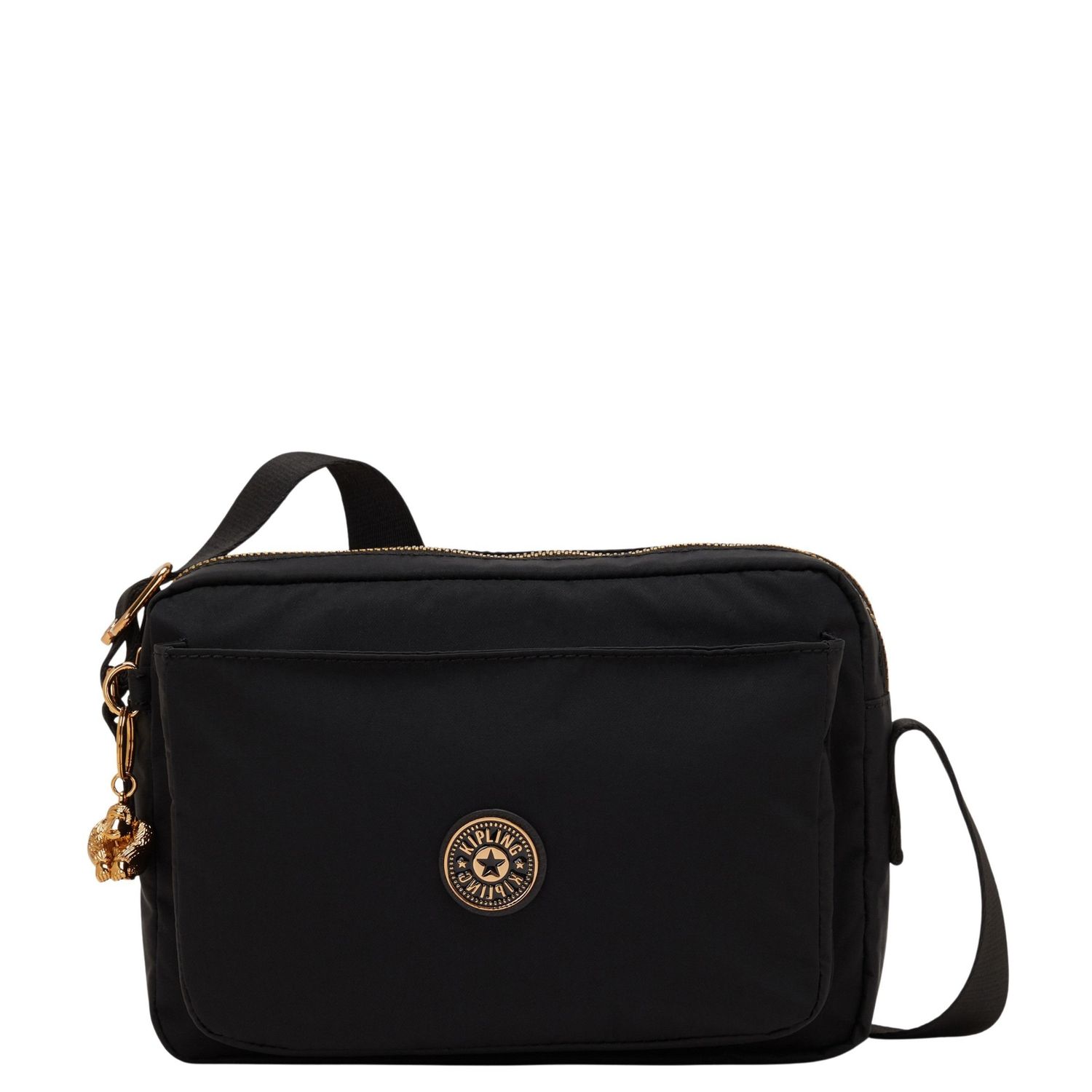 Kipling Abanu M crossbodytas zwart, roze, goud en multicolor
