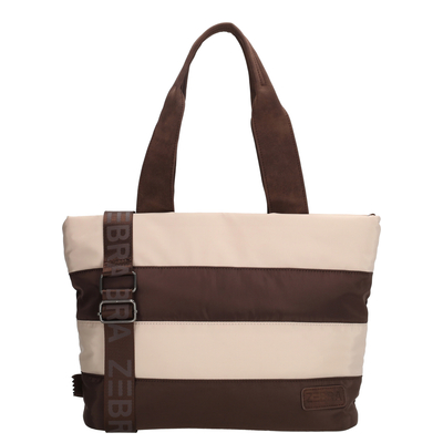 Zebra Trends Elske Puffer Laptopschoudertas - 15.6" laptopvak - streep bruin/beige