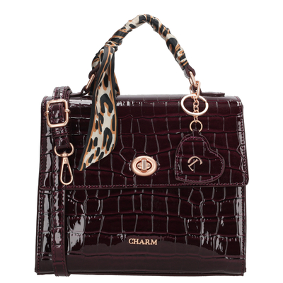 Charm London Knightsbridge Handtas Vierkant - afneembare schouderriem - bordeaux