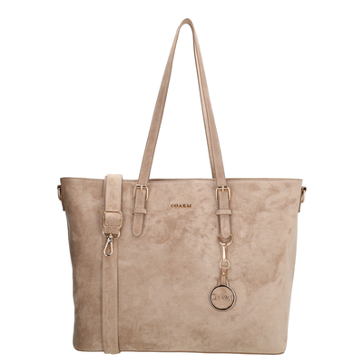 Charm London Las Vegas Shopper - 15.6" laptopvak - afneembare schouderriem - taupe