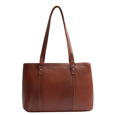 The Chesterfield Brand Alverino Schoudertas - 14" laptopvak - cognac